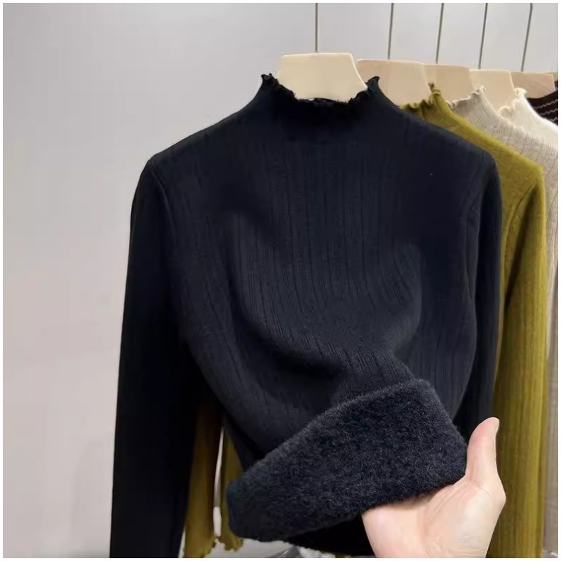 ᴷᴼᴿᴱᴬ 正韓🇰🇷<現貨> 高領羅紋內刷毛絨打底上衣（四色）