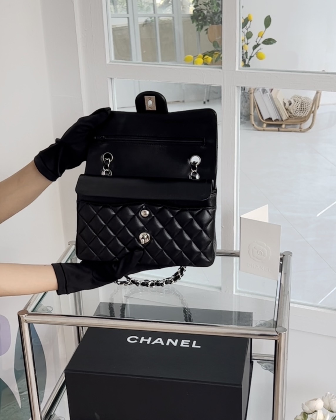 CHANEL｜CF23 羊皮鏈條包 黑銀