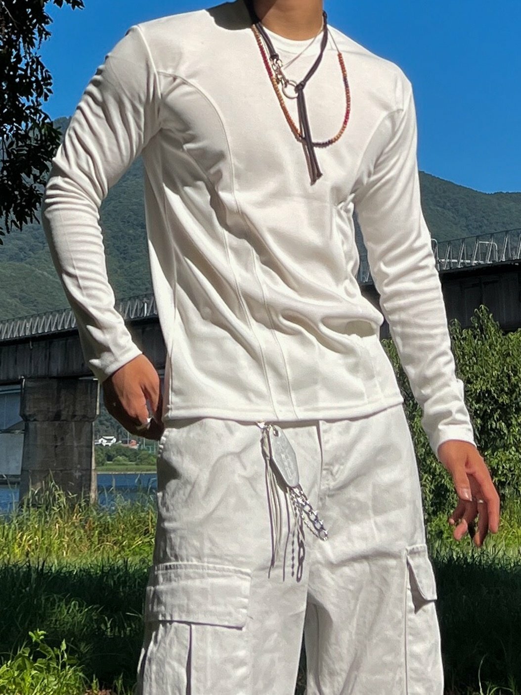 雙重剪裁肌肉長袖T恤