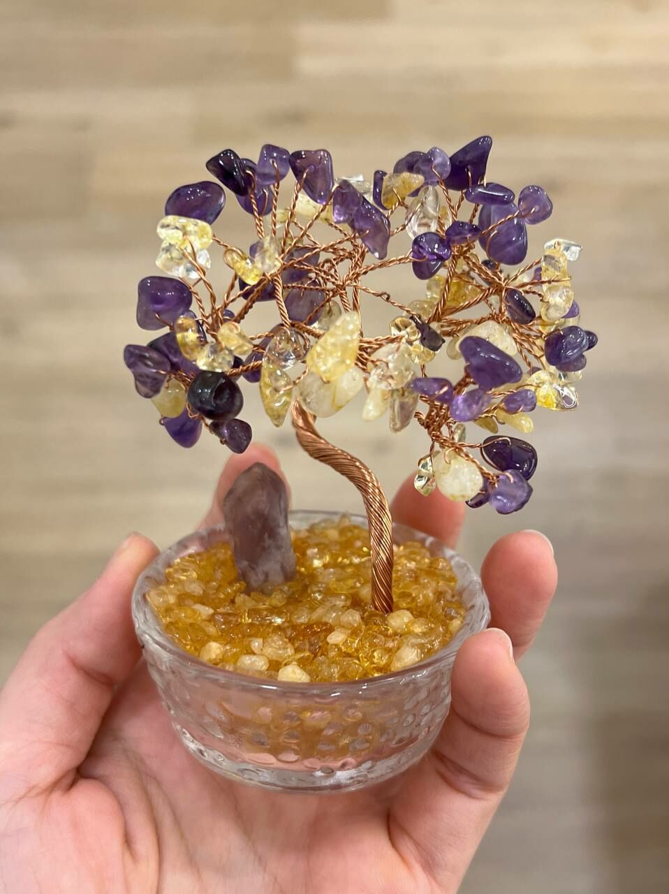[S] GEMZ & CO BFG CITRINE BASE AMETHYST/CITRINE TREE IN GLASS BOWL , X60 (X60)
