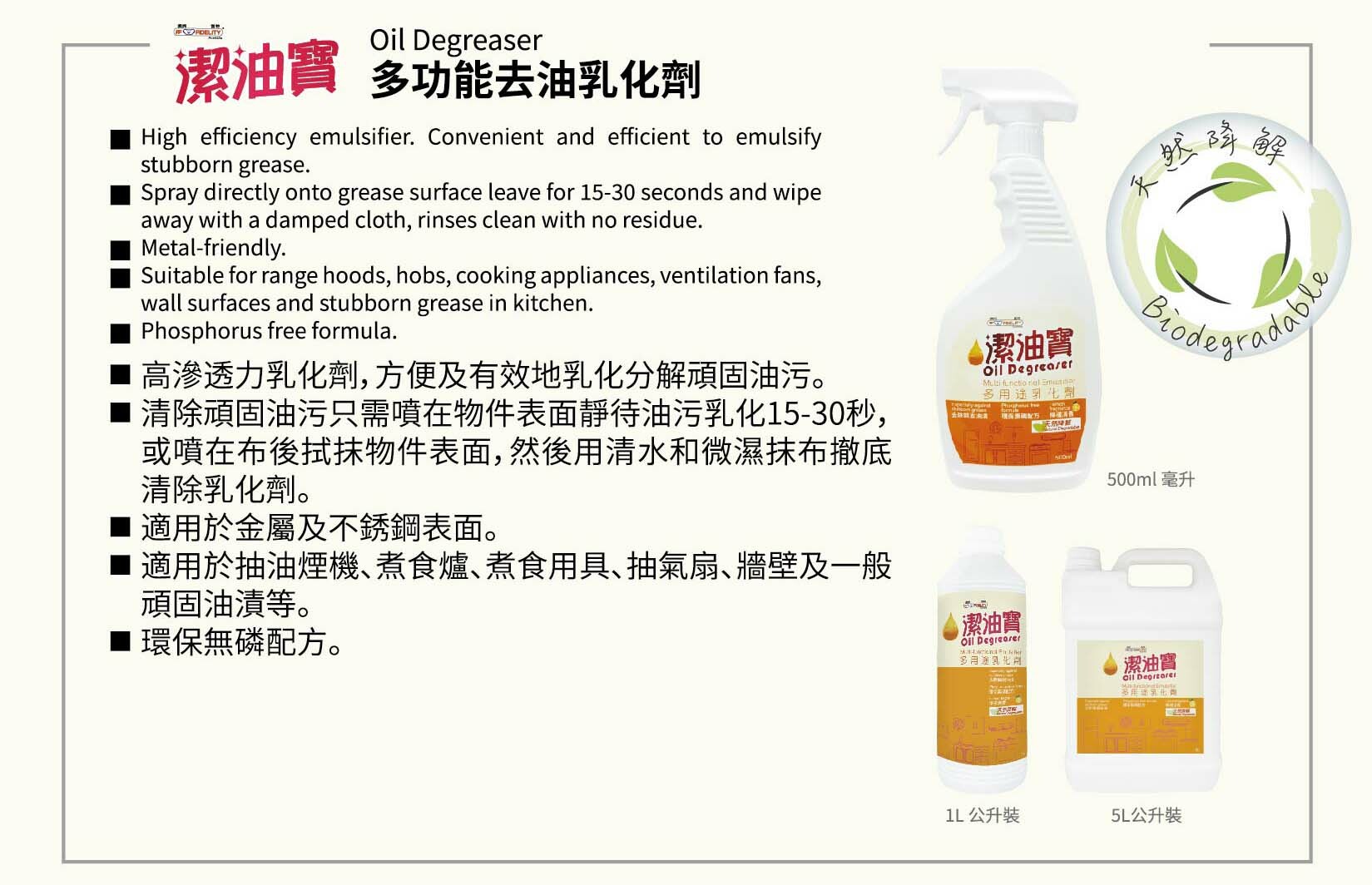 潔油寶多功能去油乳化劑