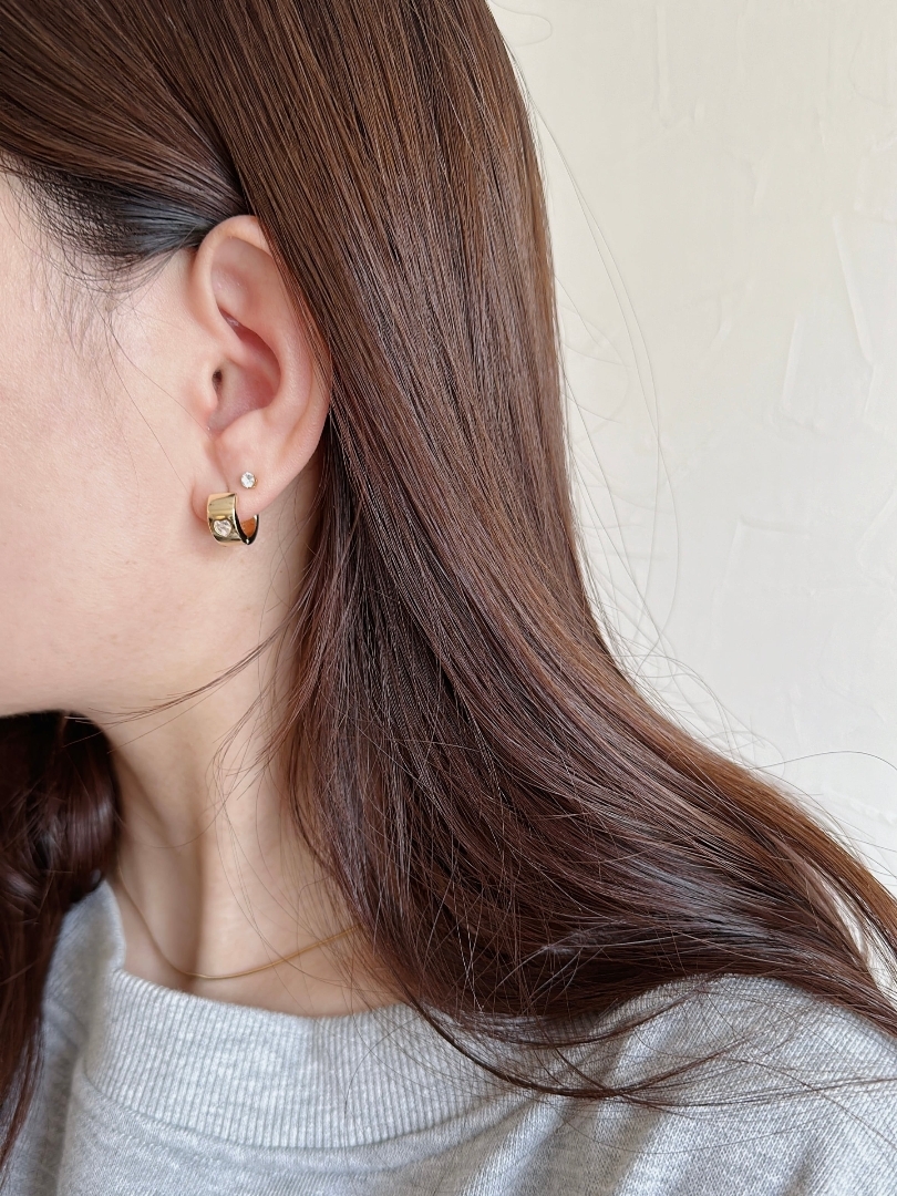 S925 crystal heart hoop pierce