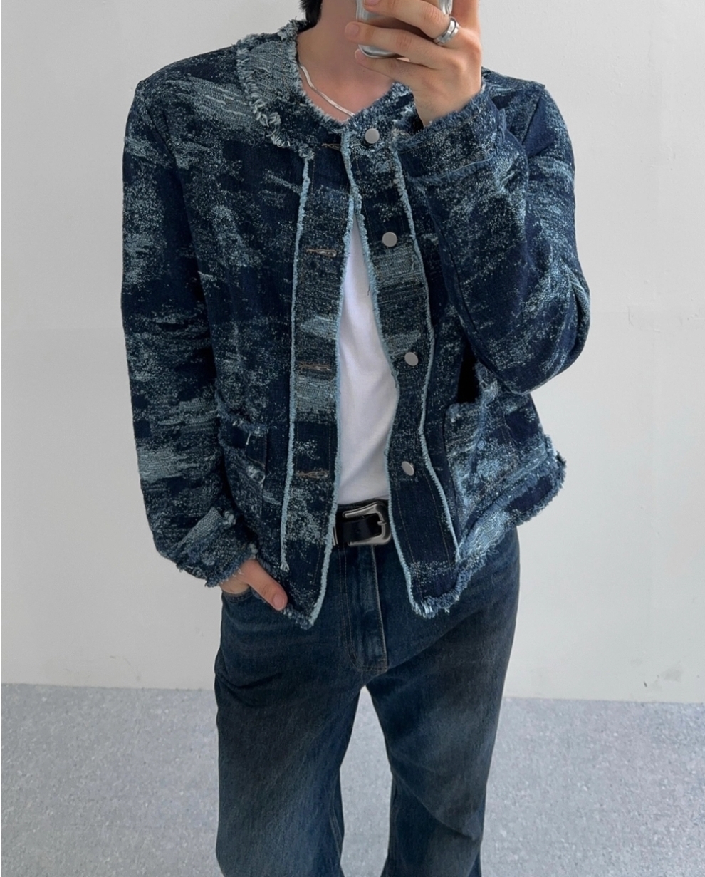 復古牛仔花呢夾克