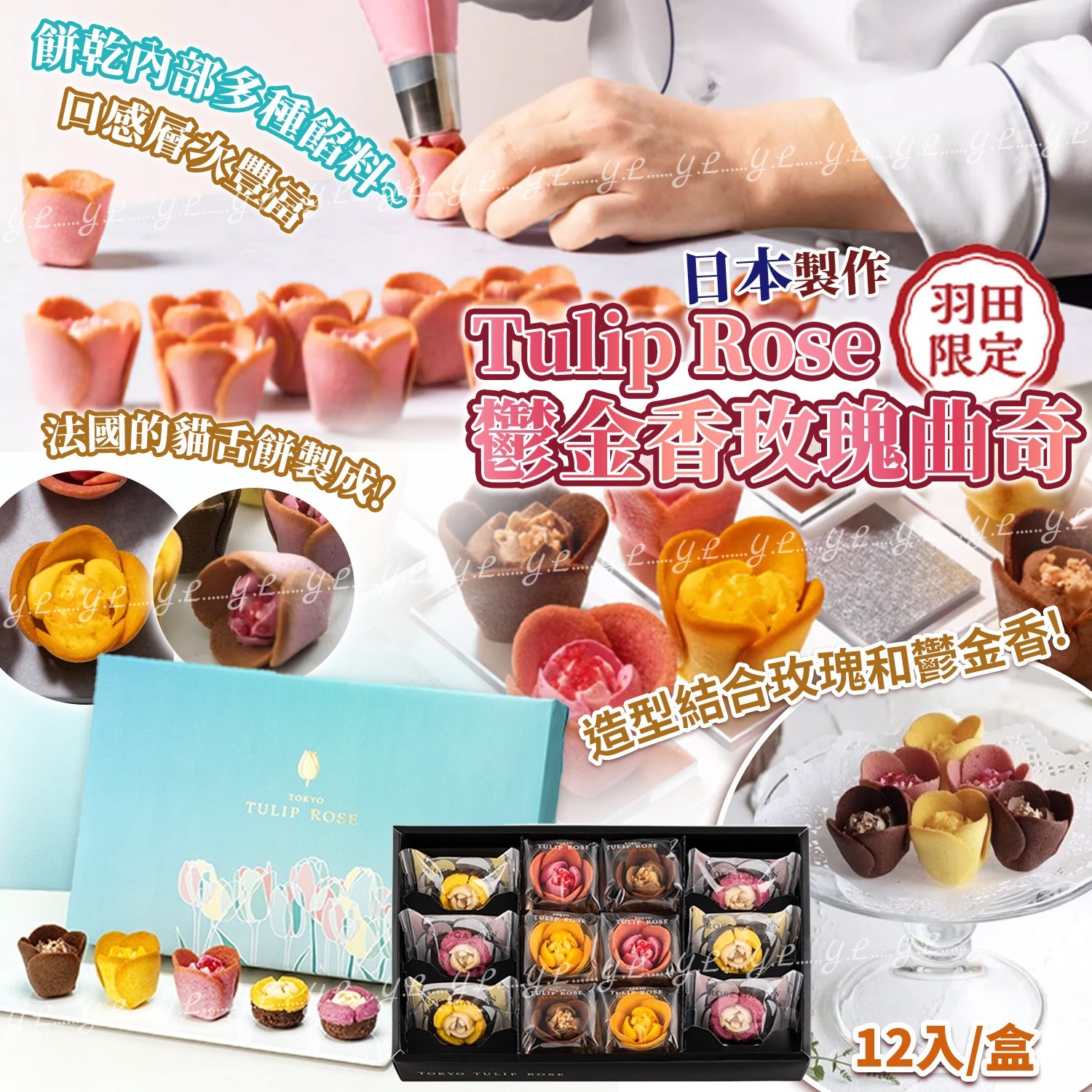 日本機場限定Tulip Rose鬱金香玫瑰曲奇 1盒12入