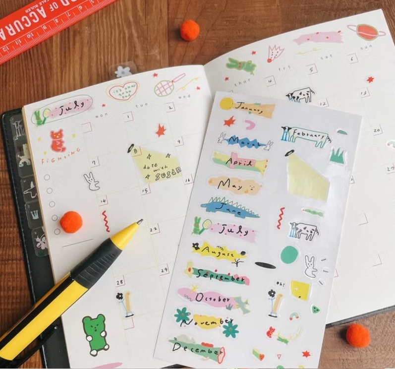 馬卡龍腳趾．月份貼紙