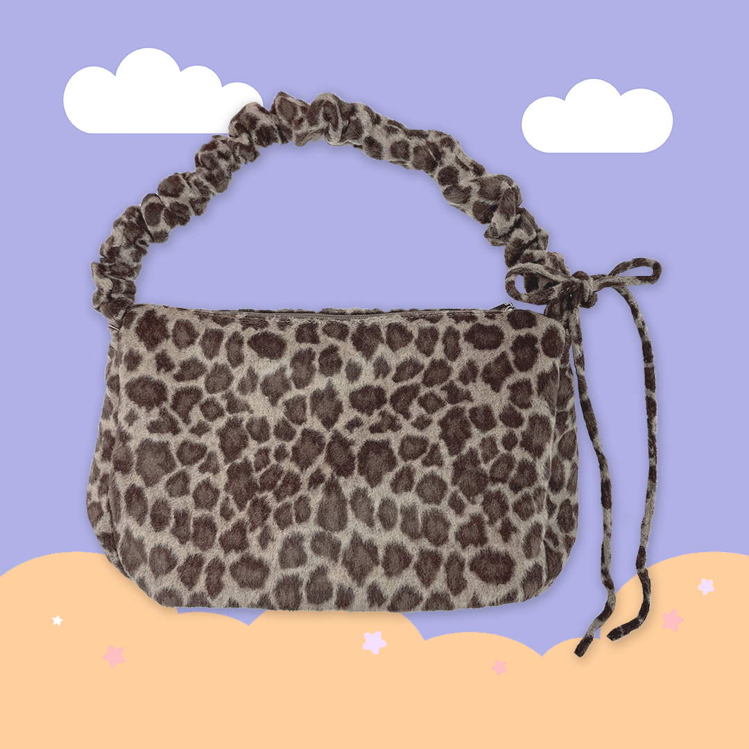 こ♡こ 豹紋抽繩毛毛包