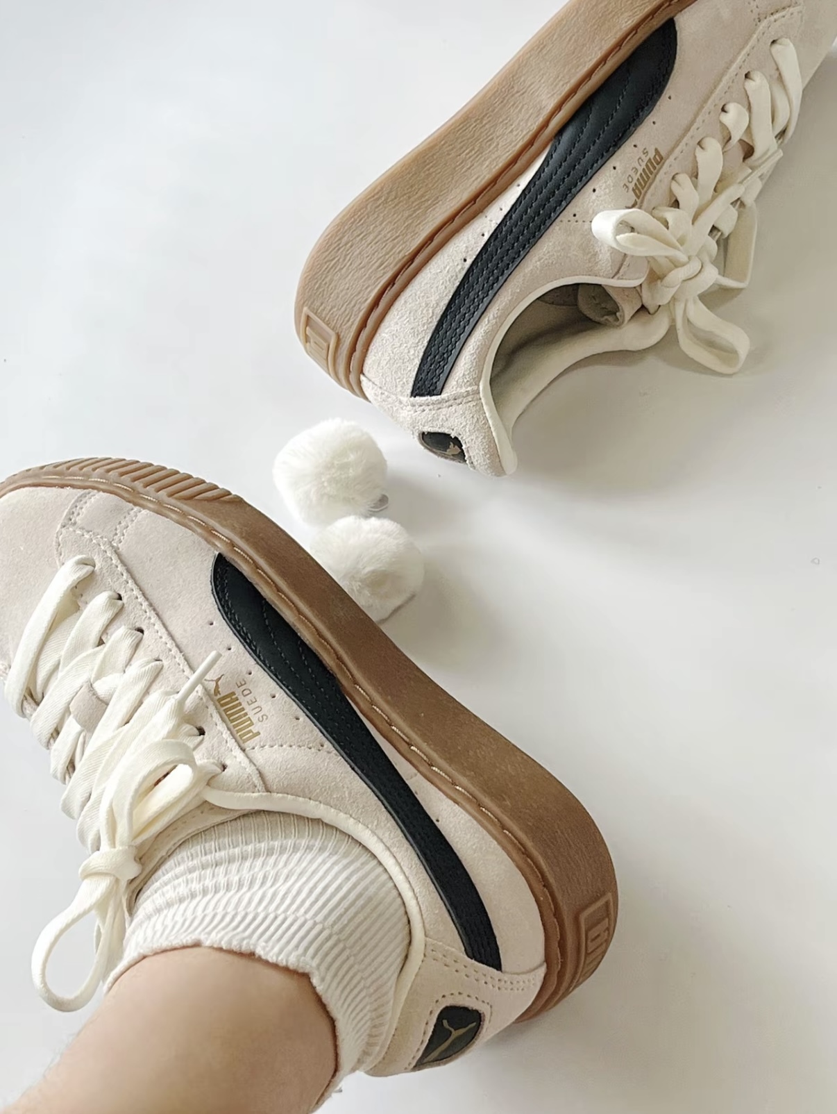 PUMA Suede Platform 海鹽白 米白色 白黑色 麂皮 厚底 鬆糕鞋 391902-01/預購