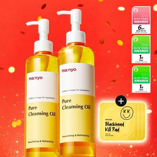 《現貨》ma:nyo Pure Cleansing Oil 300mL x 2ea Double Set+pad*3