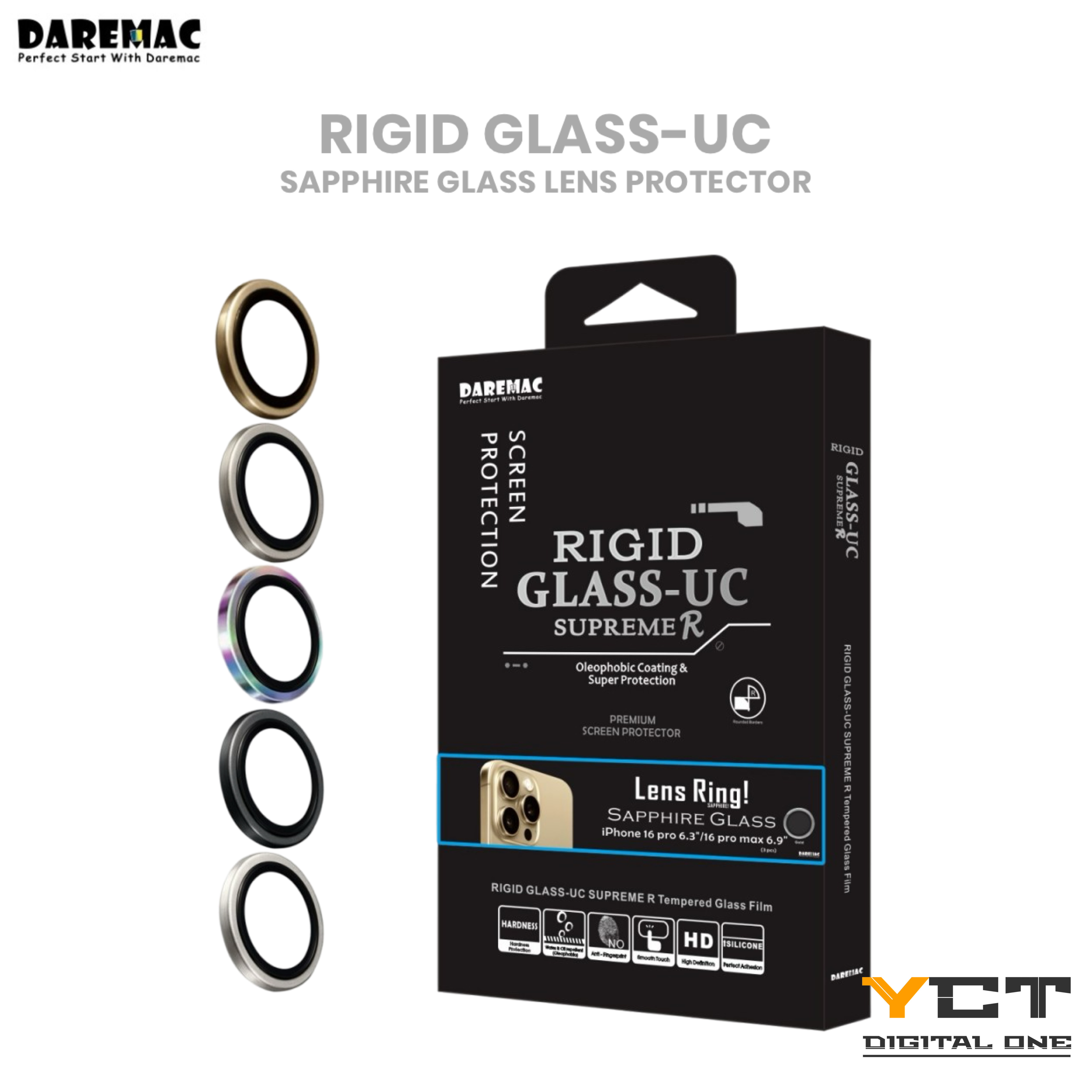 Daremac iPhone 16 Pro Max / 16 Pro 藍寶石鏡頭保護貼