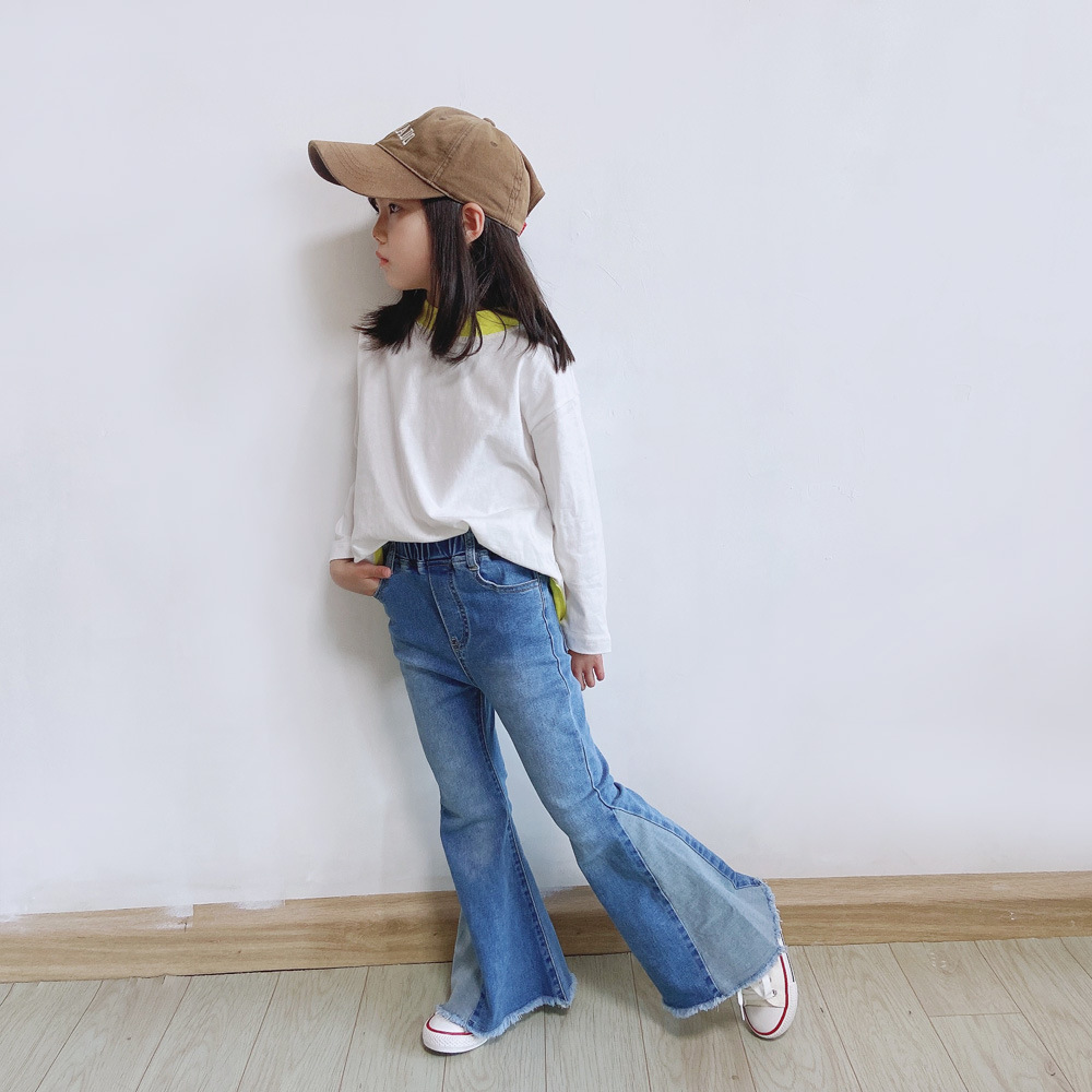 現貨 120cm 側面拼接彈力緊身大喇叭褲 100-150cm #227