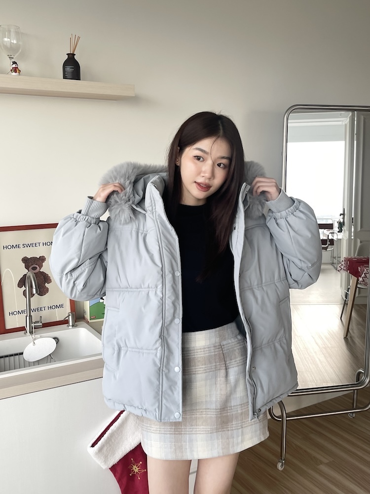 暖心防風鋪棉外套 毛毛可拆