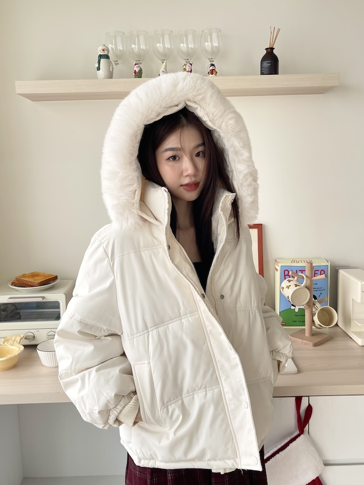 暖心防風鋪棉外套 毛毛可拆