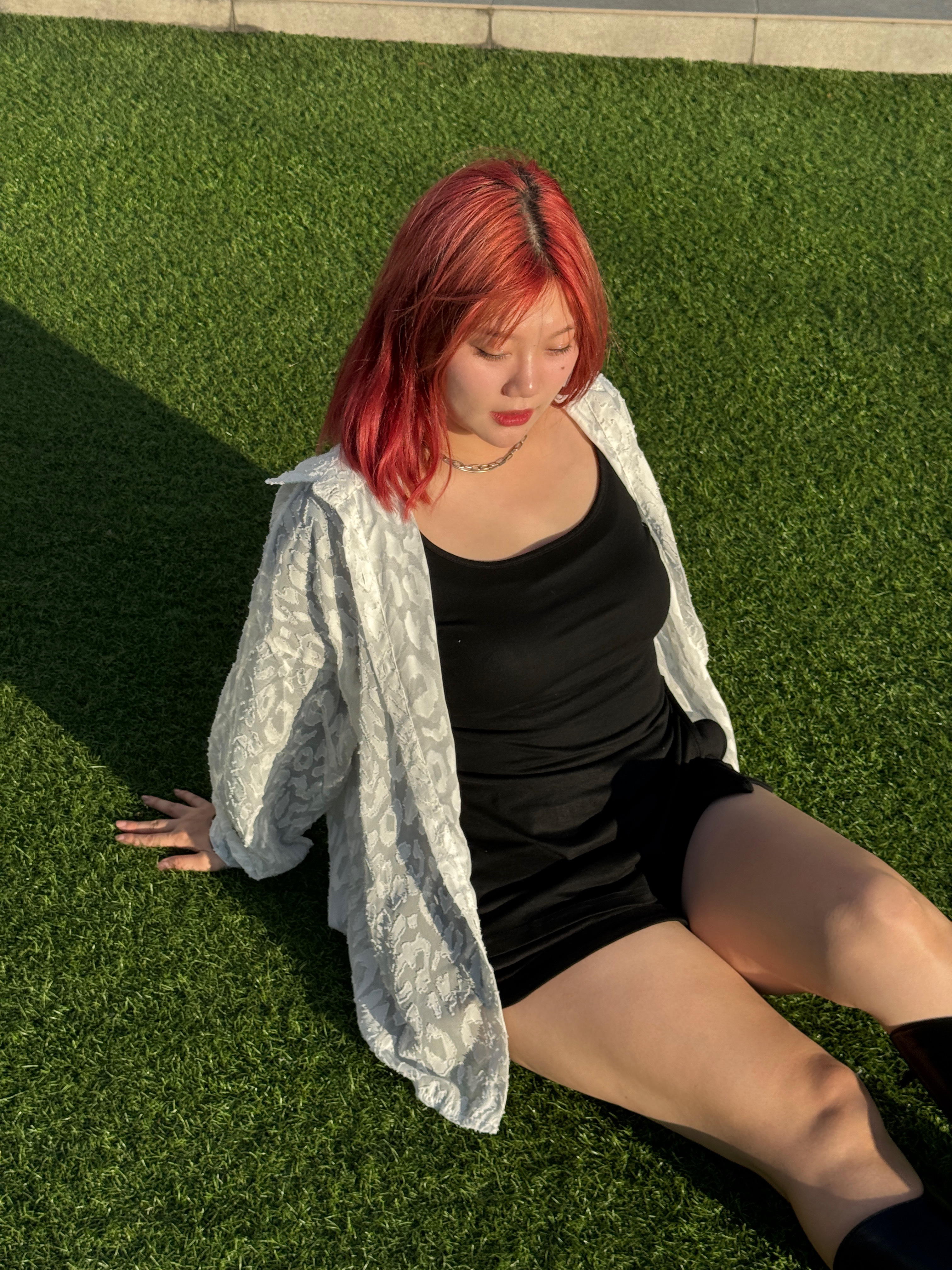 C6若隱若現 白豹紋微透襯衫