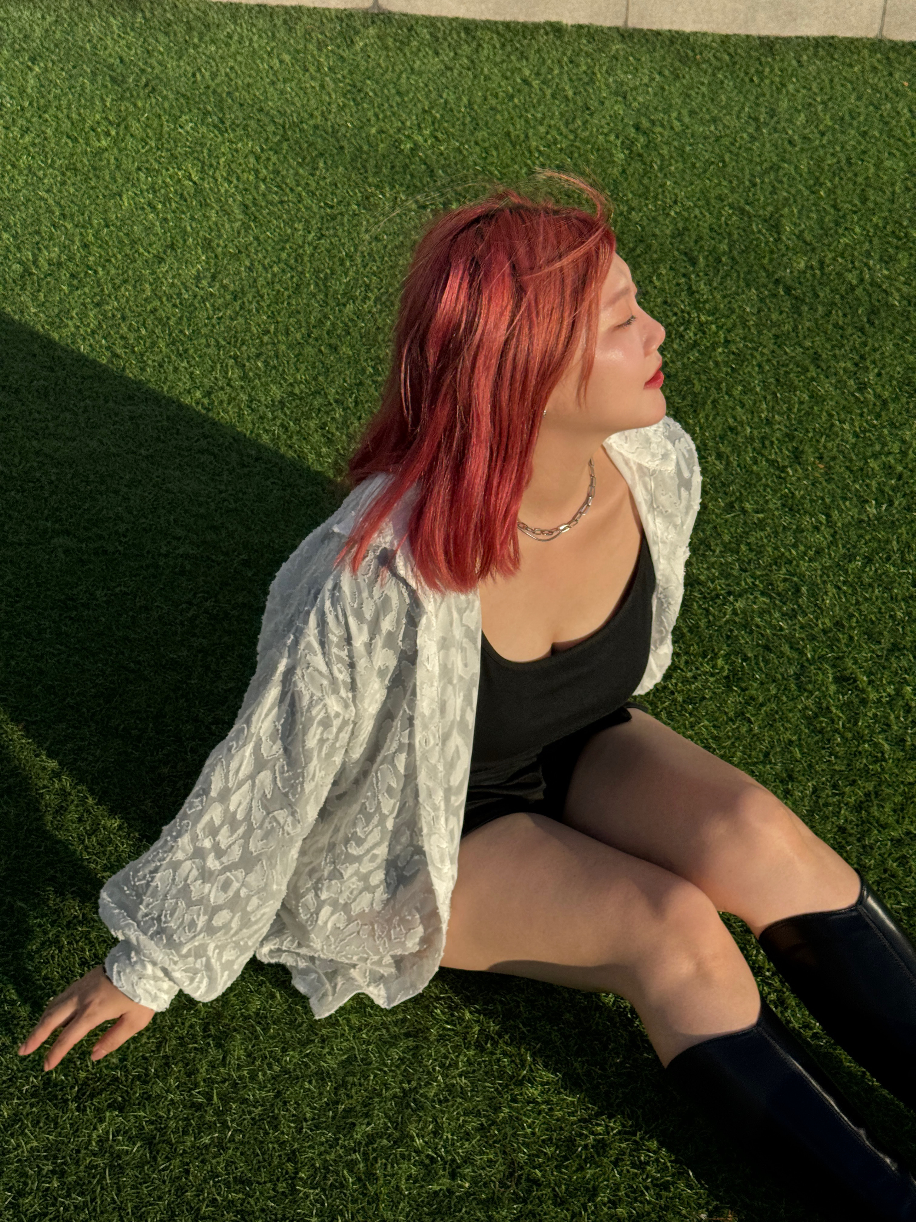 C6若隱若現 白豹紋微透襯衫