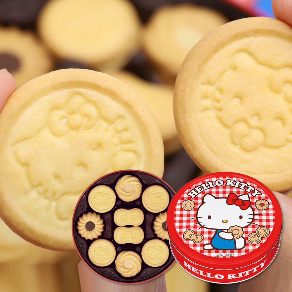 北日本 bourbon 餅乾禮盒鐵盒 60枚入 326.4g Hello Kitty 限定版