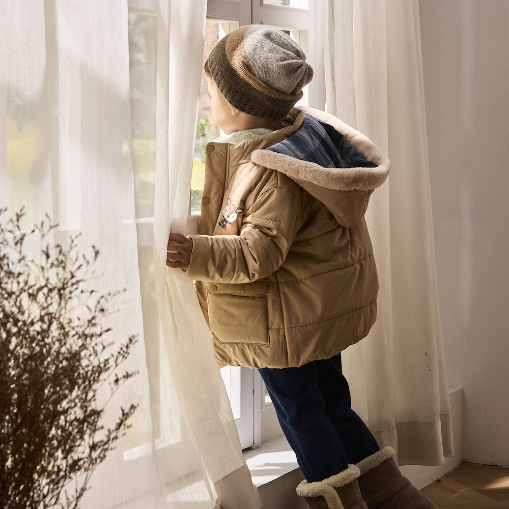 PIPPY 可愛小鹿鋪棉連帽風衣外套 卡其