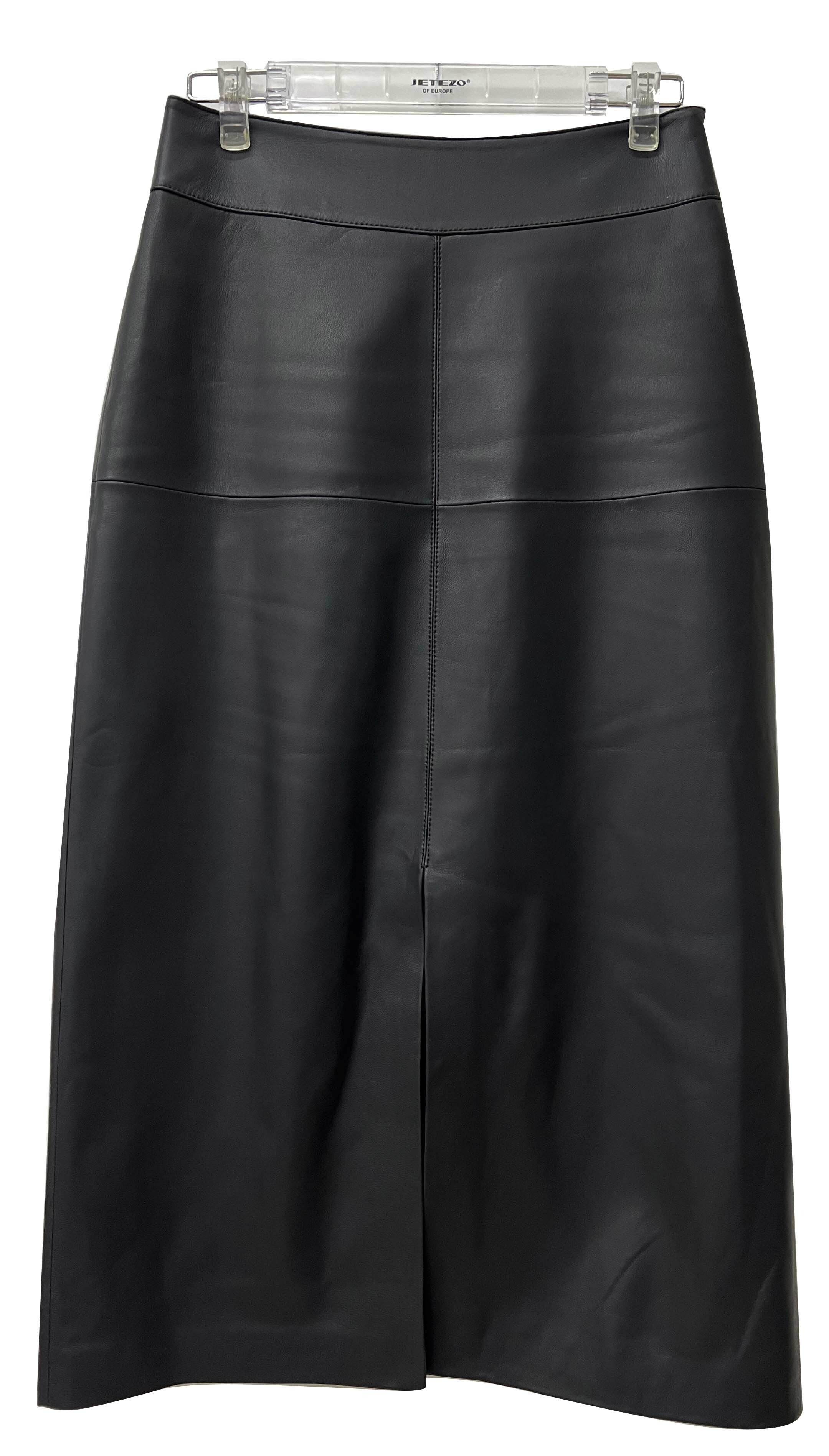 BD15509C1 極線黑革綿羊皮微A鉛筆裙