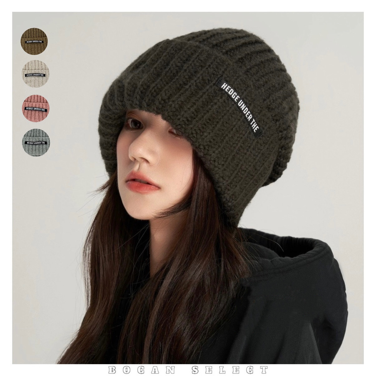 日系加厚毛線針織帽子 堆堆帽