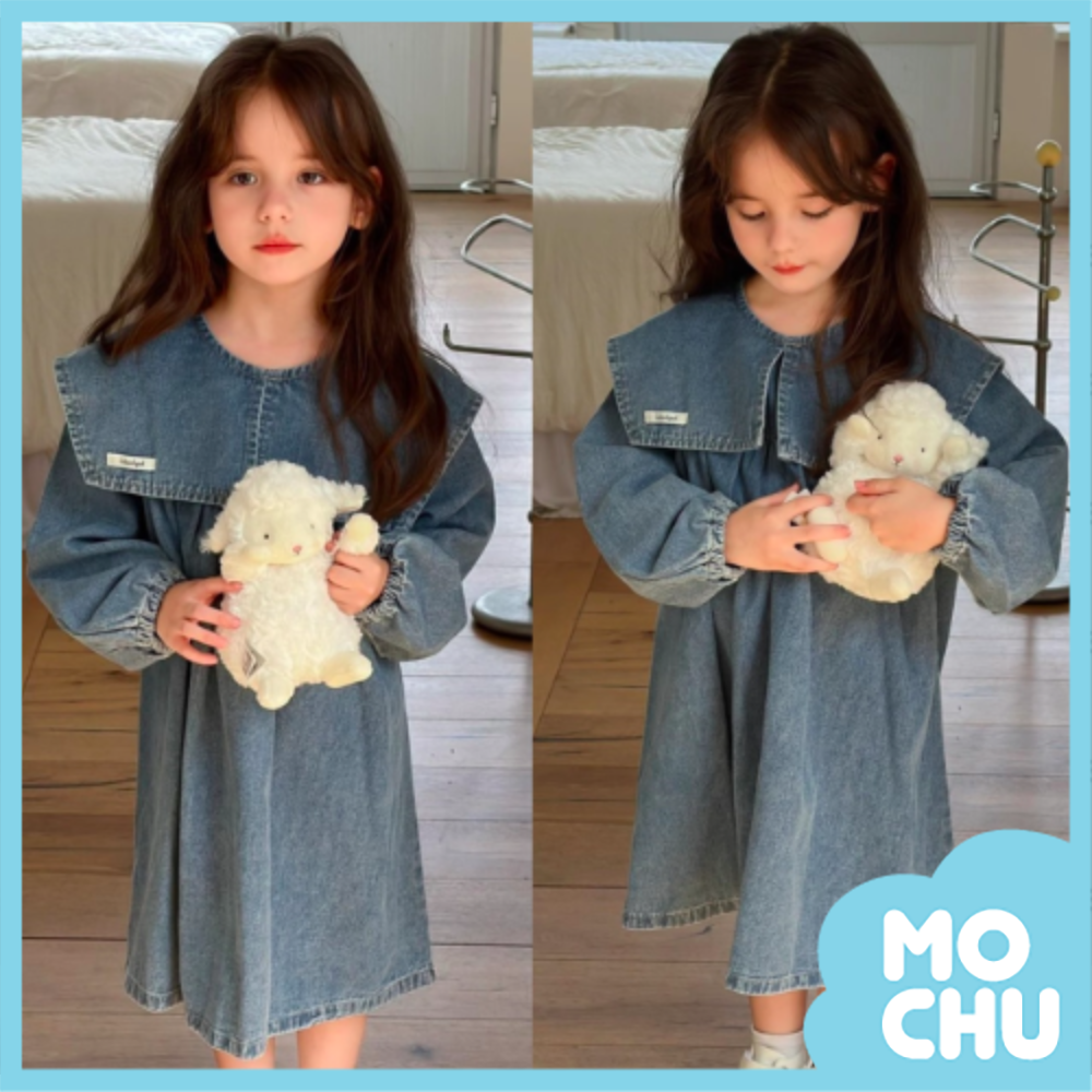 大方領水洗牛仔連身裙