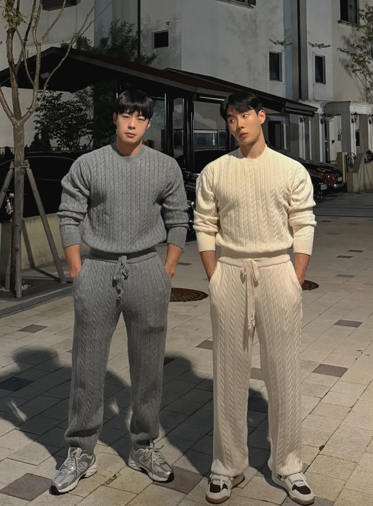 (韓國獨家特價)喀什米爾麻花紋針織休閒套裝