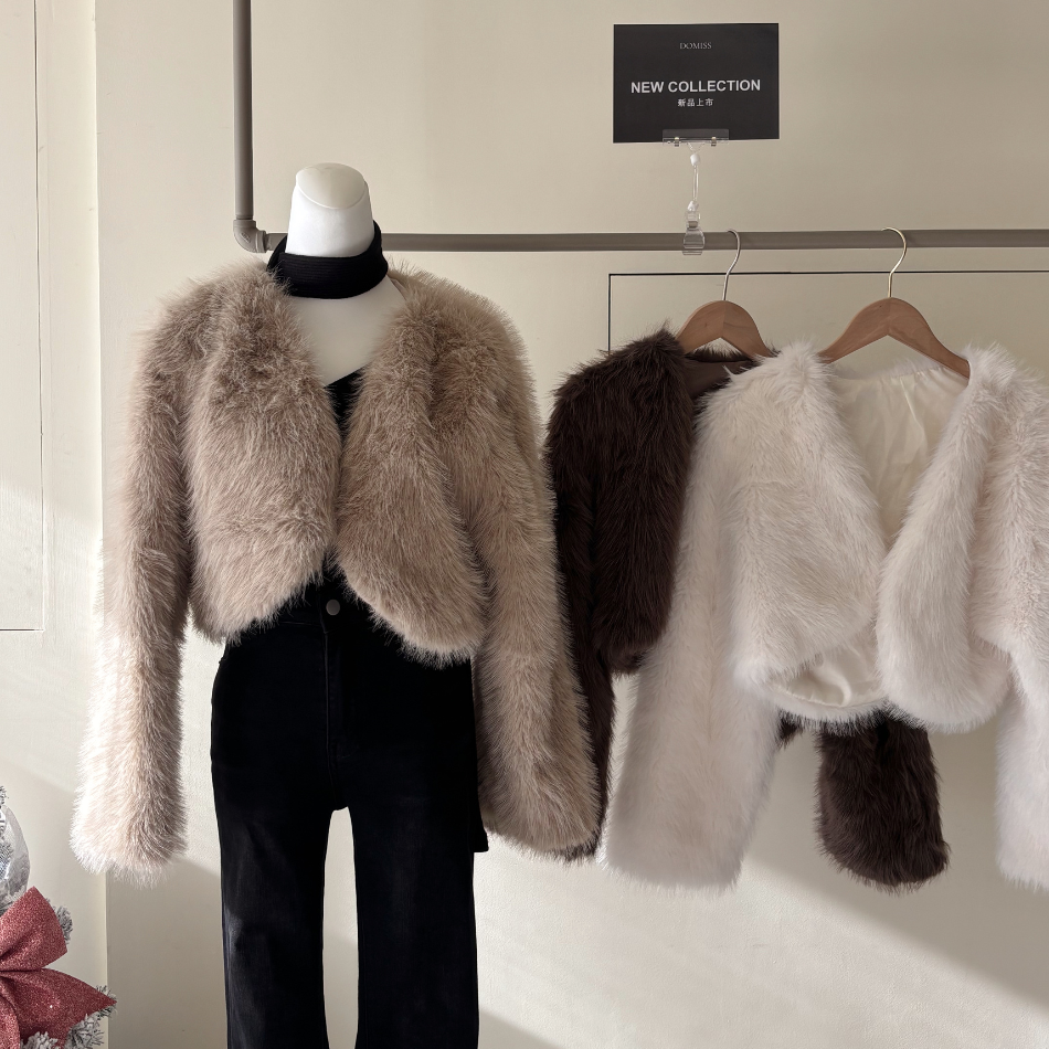 皮草高級感澎澎外套-3色 短版外套 皮草 大衣 (現貨)