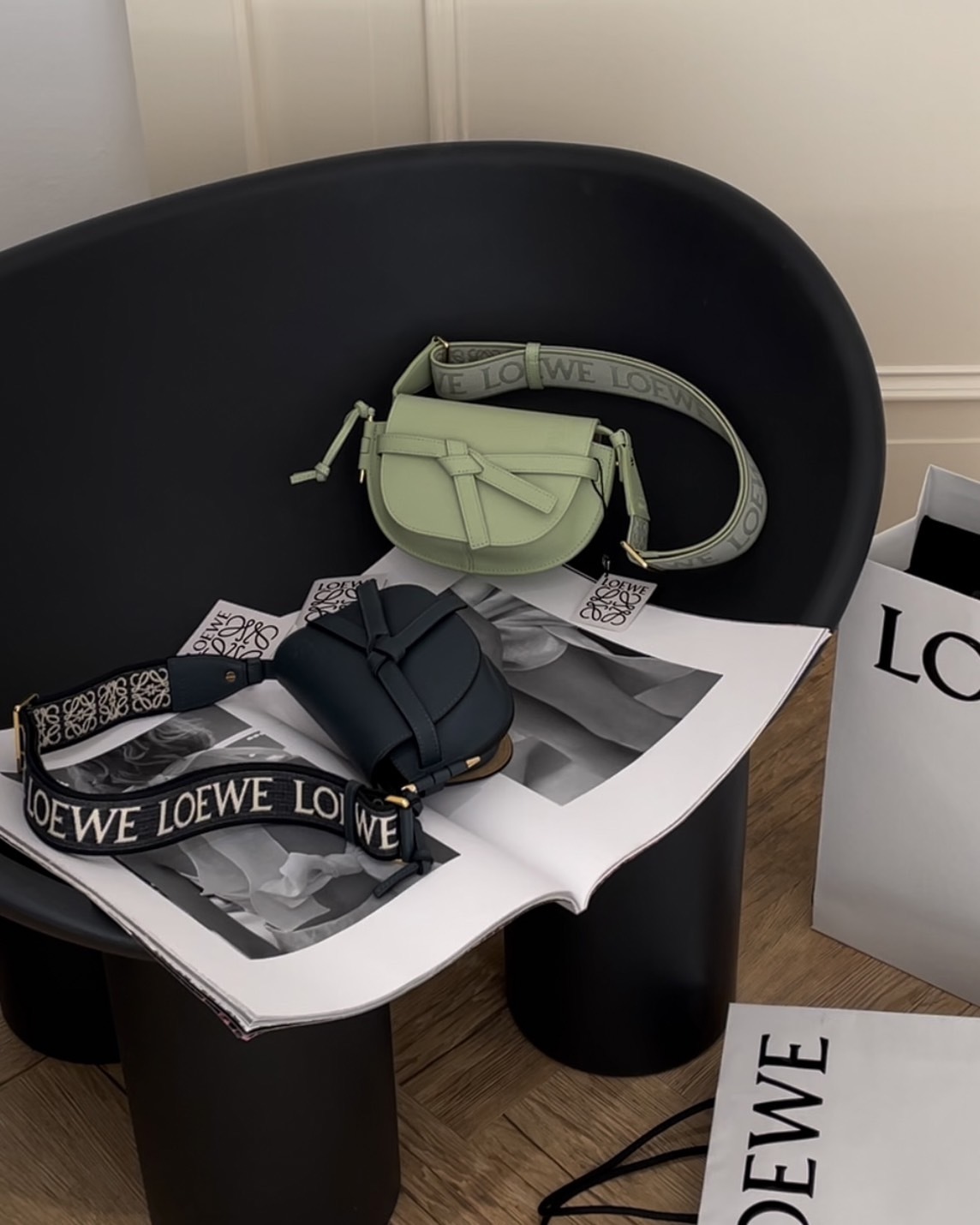 LOEWE｜GATE DUAL迷你馬鞍包 瑪瑙藍/青蘋果綠