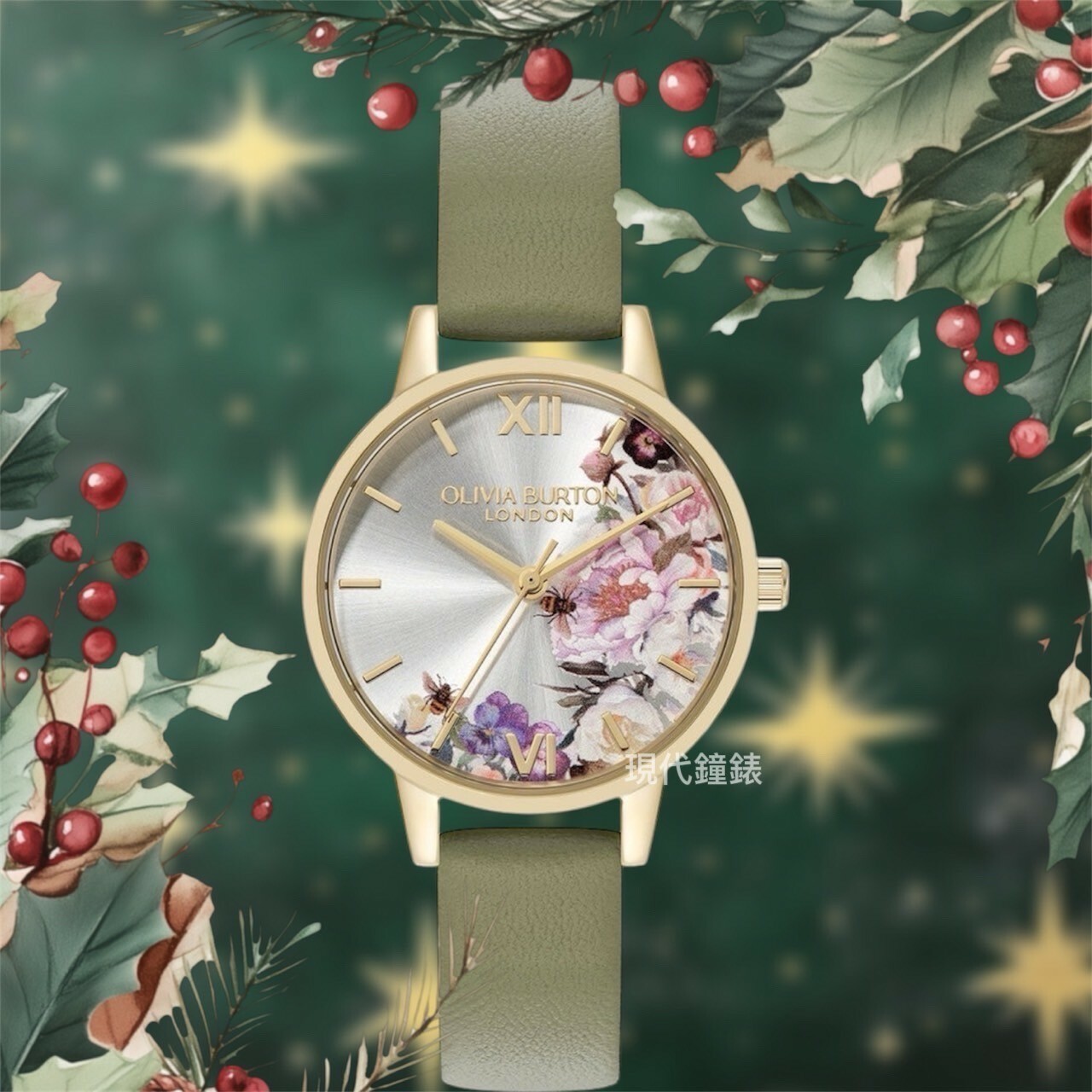 【OLIVIA BURTON】夢幻花卉24000228 30mm 現代鐘錶
