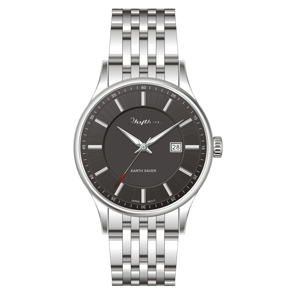 【Rhythm 麗聲】時尚紳士商務簡約款不鏽鋼光動能手錶-ES1404S-