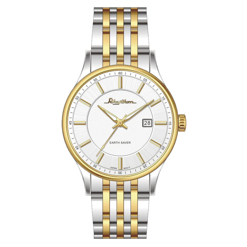 【Rhythm 麗聲】時尚紳士商務簡約款不鏽鋼光動能手錶-ES1404S-