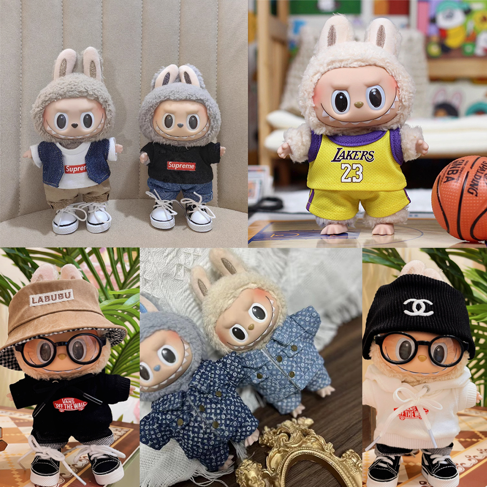 POPMART 泡泡瑪特 LABUBU 拉布布衣服 湖人隊球衣 vans supreme LV 牛仔裝 套裝 坐坐派對 心動馬卡龍 毛絨 公仔 17CM掛飾 娃裝 替換 DRESS CODE