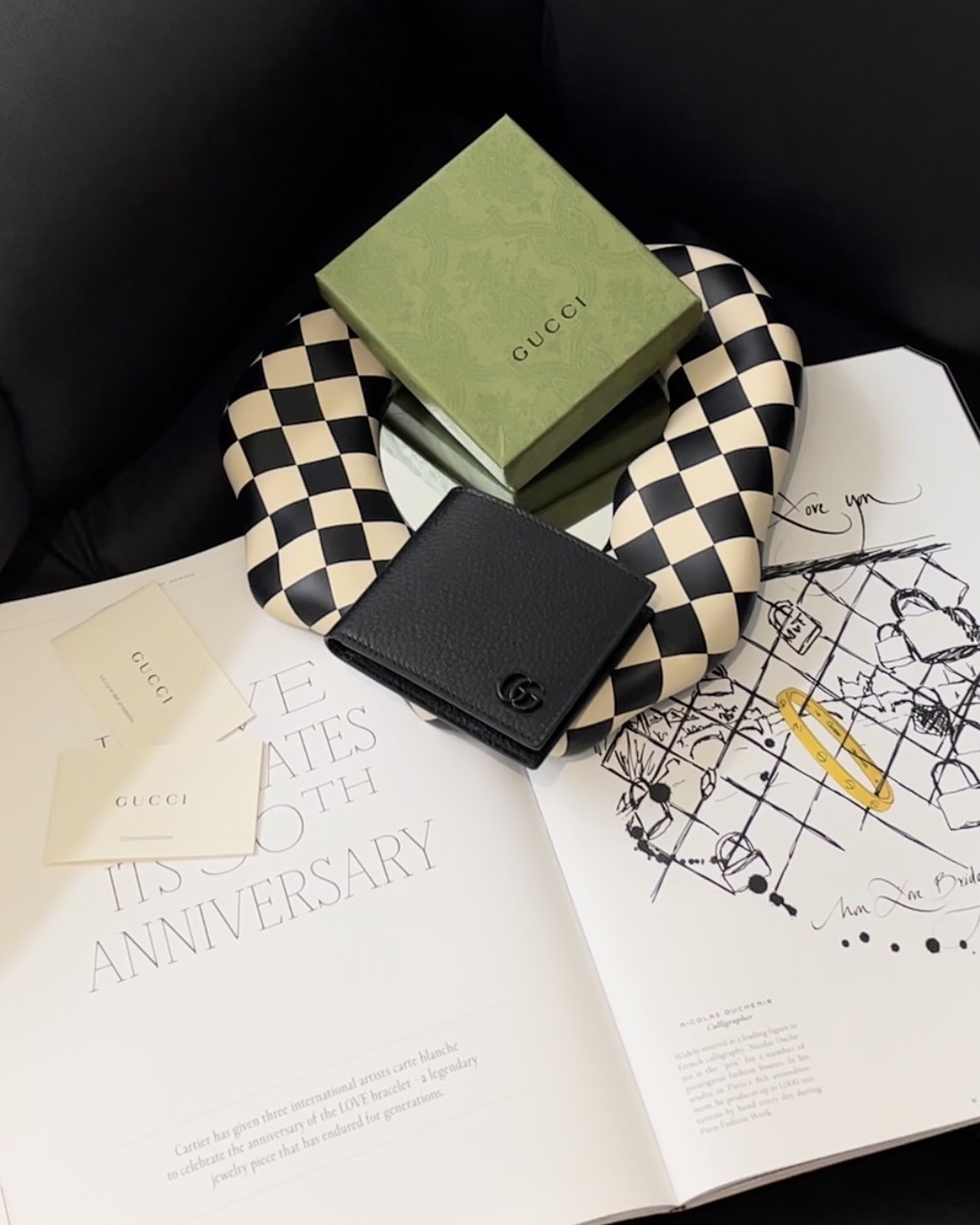 GUCCI｜GG 內八卡雙折短夾 全黑