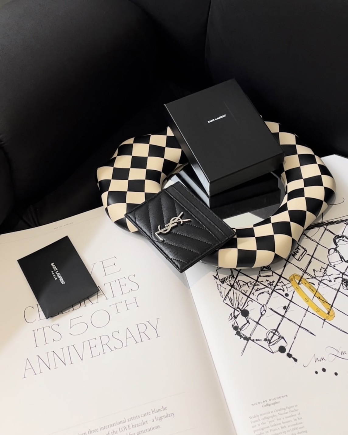 YSL｜魚子醬卡夾 黑銀