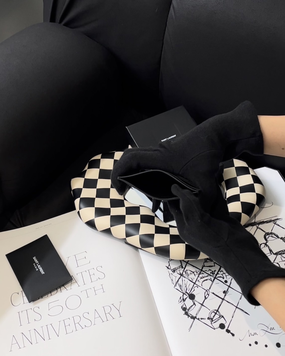 YSL｜魚子醬卡夾 黑銀