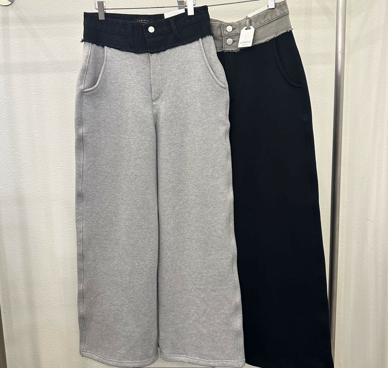 TC223 拼色牛仔腰邊休閒褲(中高腰)