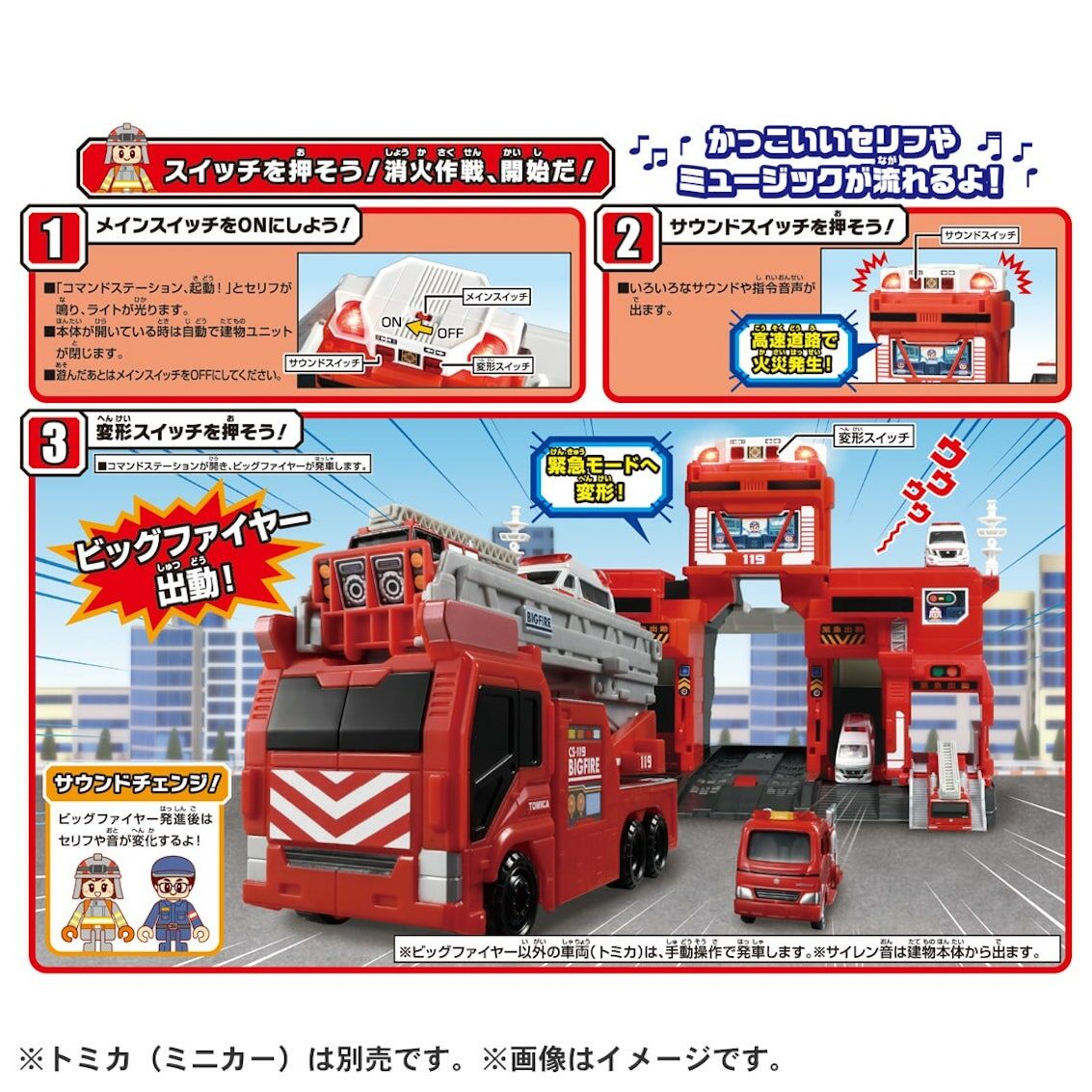 日本 Tomica 變形消防局 (包括一架大型消防車)