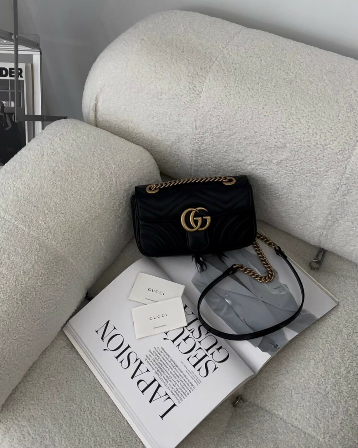 GUCCI｜MARMONT 迷你鏈條包 22CM 黑色