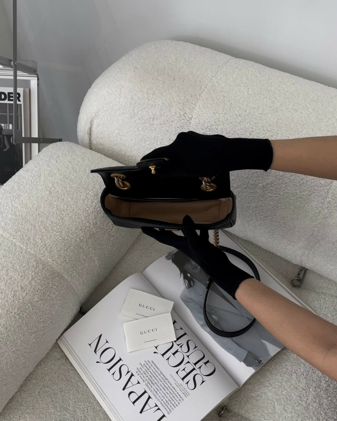 GUCCI｜MARMONT 迷你鏈條包 22CM 黑色