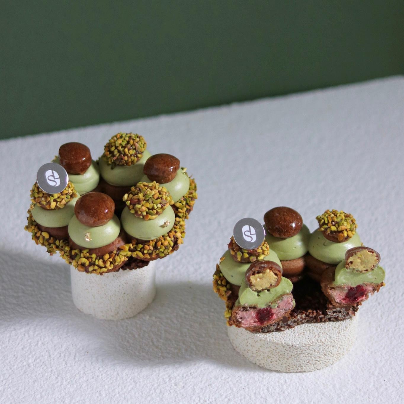 開心果車厘子朱古力花環泡芙