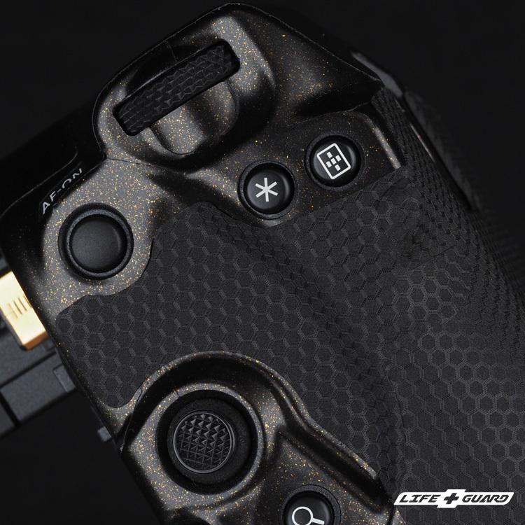 Canon BG-R20 貼膜展示圖，LIFE+GUARD 設計風格