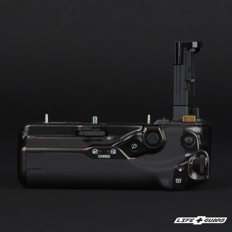 Canon BG-R20 貼膜質感特寫，LIFE+GUARD 設計風格