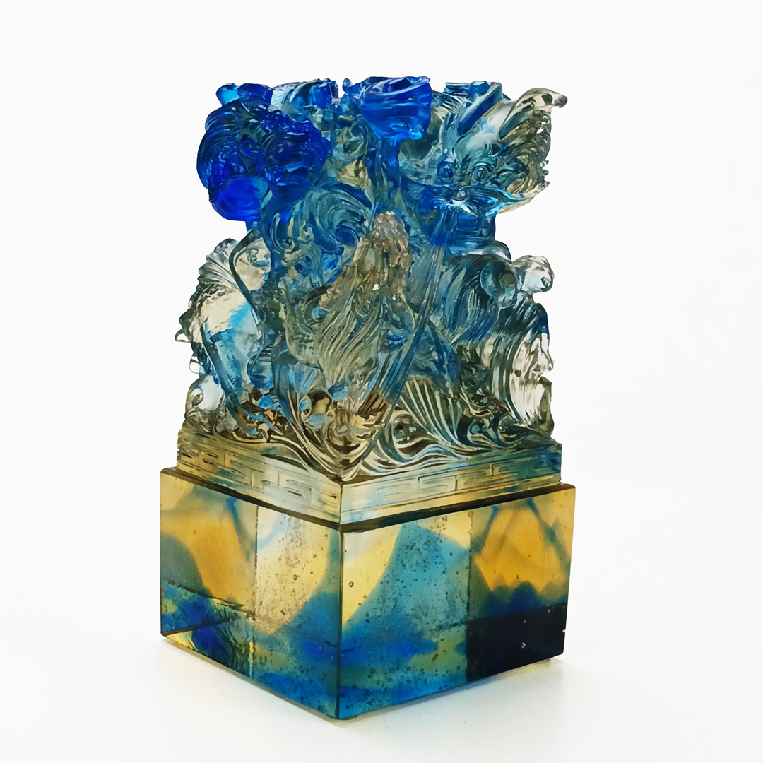 龍璽呈祥琉璃開運擺件｜招財印鑑文鎮高質感風水擺飾推薦