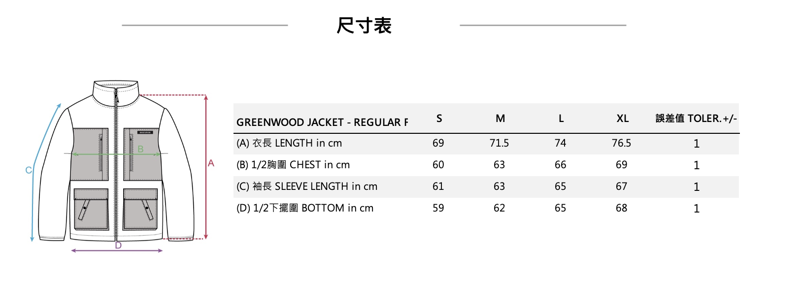Sway Fleece Pants 中性拼接保暖長褲 尺寸表