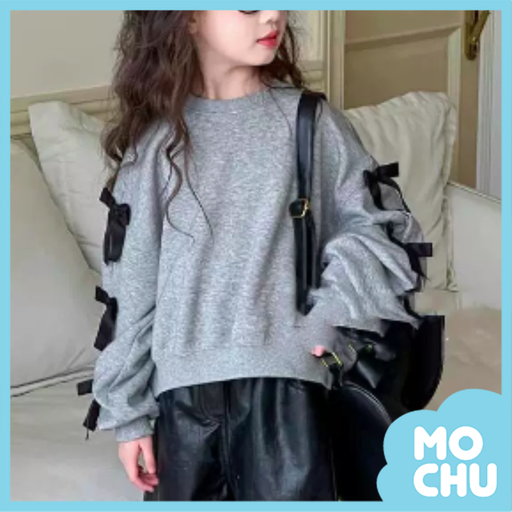 蝴蝶結緞帶長袖上衣