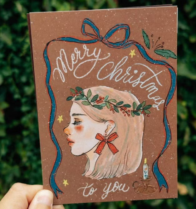 聖誕花圈女孩 明信片｜甜蜜生活 la dolce vita 臺灣