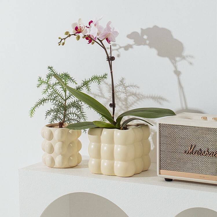 《5339》 ins奶油風泡泡陶瓷花藝盆器