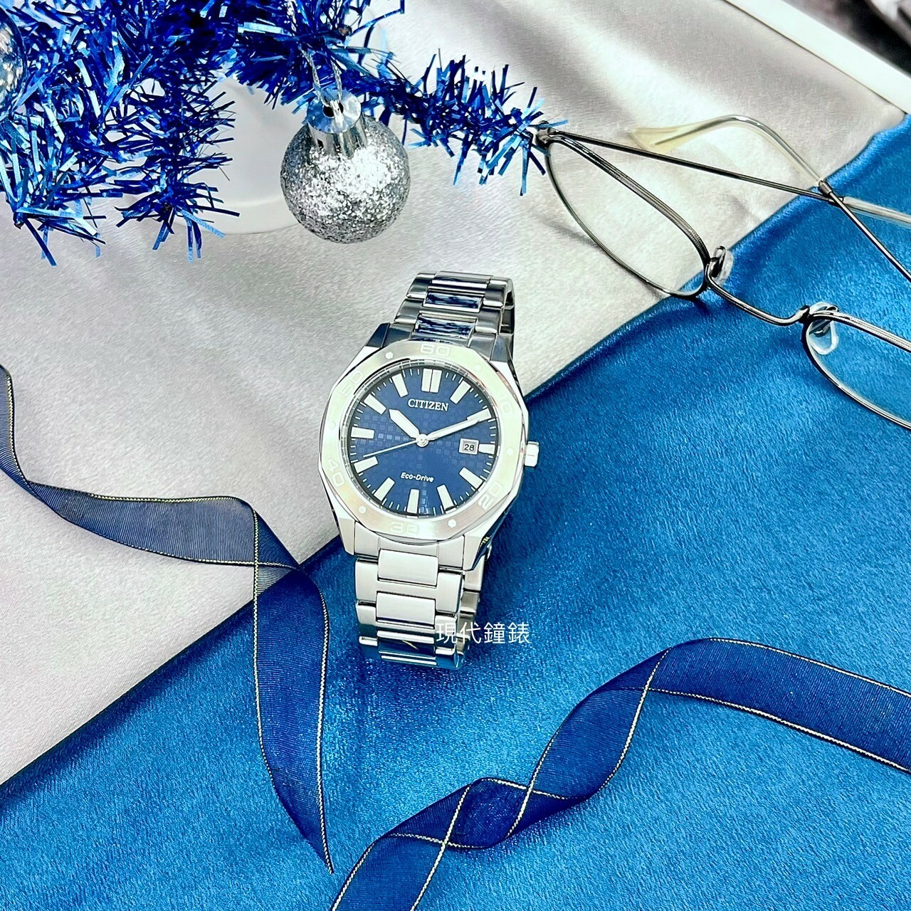 【CITIZEN 星辰】GENT'S系列 八角藍格紋面男錶 BM7630-80L 41mm現代鐘錶