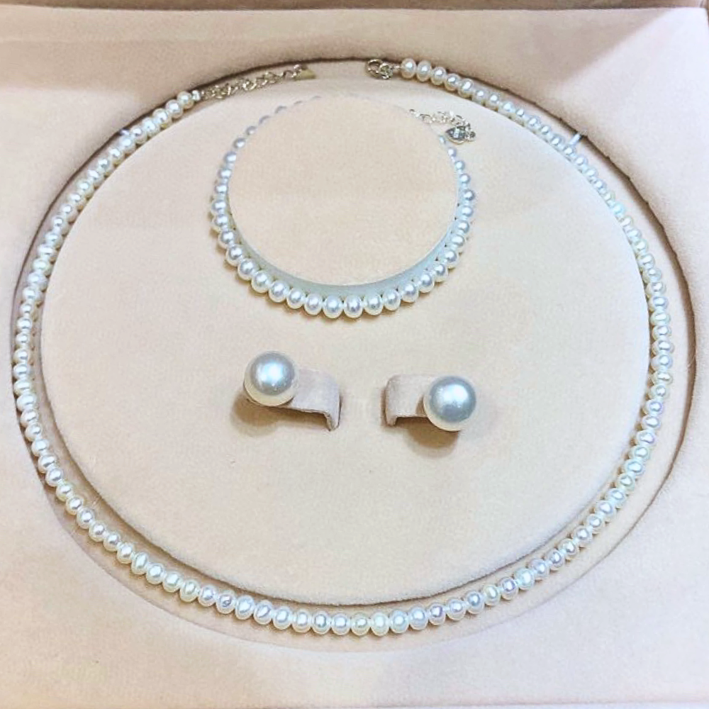 (限量預購活動)-天然淡水強光白亮珍珠大全套組