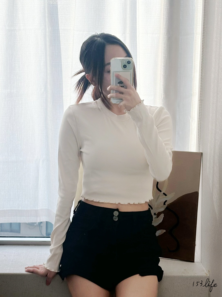 |現貨|圓領短版下擺木耳邊打底衣(4色)