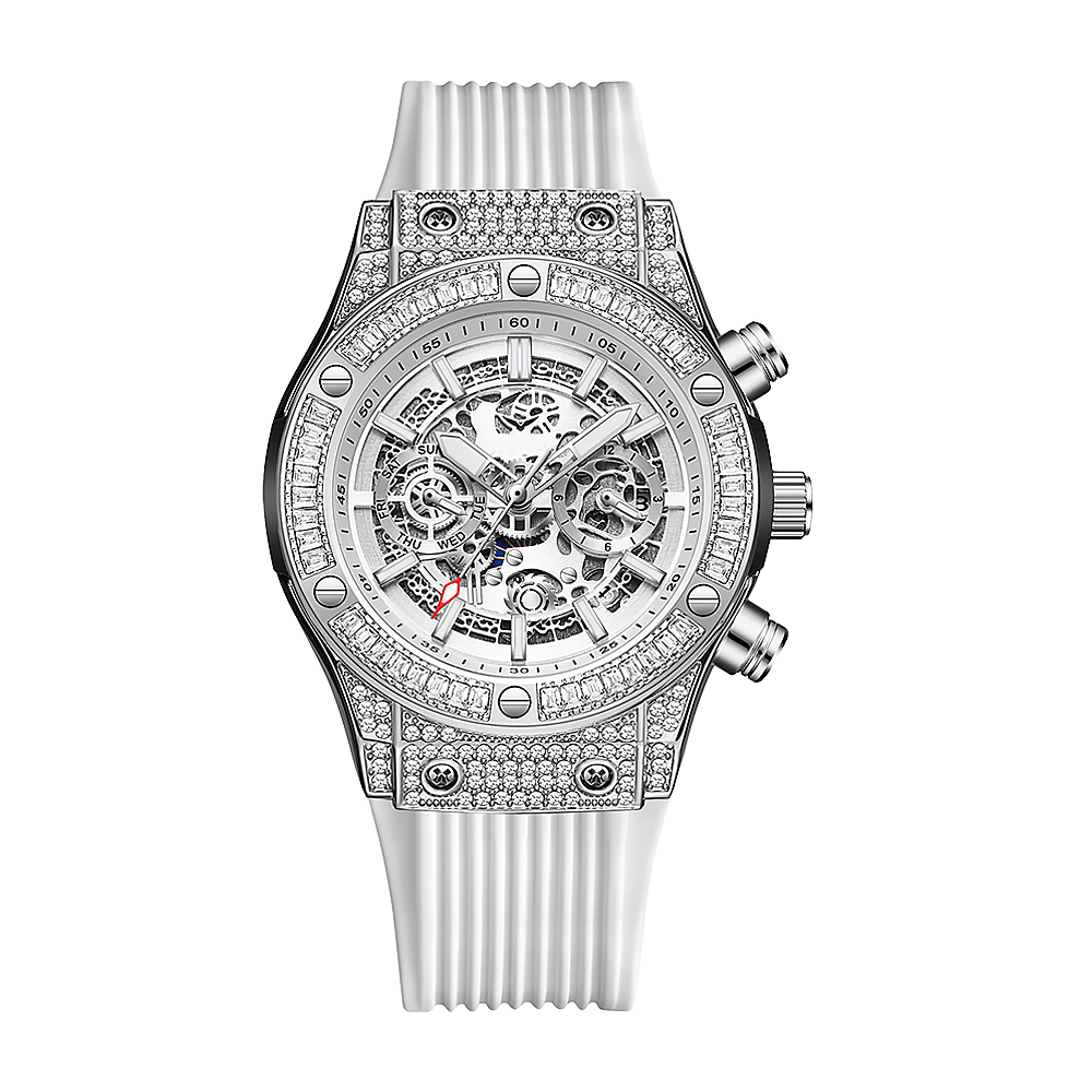 【BACHMANN 貝爾曼】 6839 晶鑽 鏤空齒輪 星期月份 夜光指針 雙眼 機械錶 腕錶 手錶 -