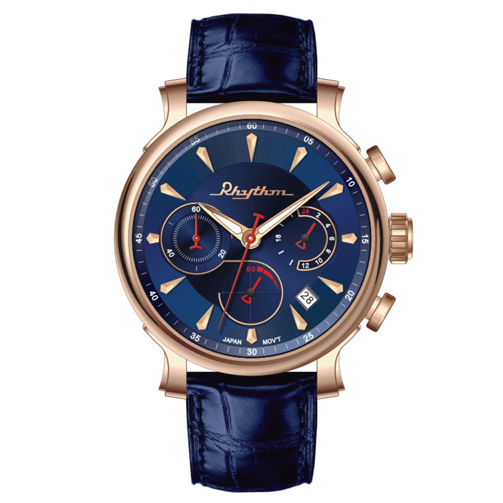 【Rhythm 麗聲】高級時尚真三眼六針多層堆疊皮革手錶-SE1703L-